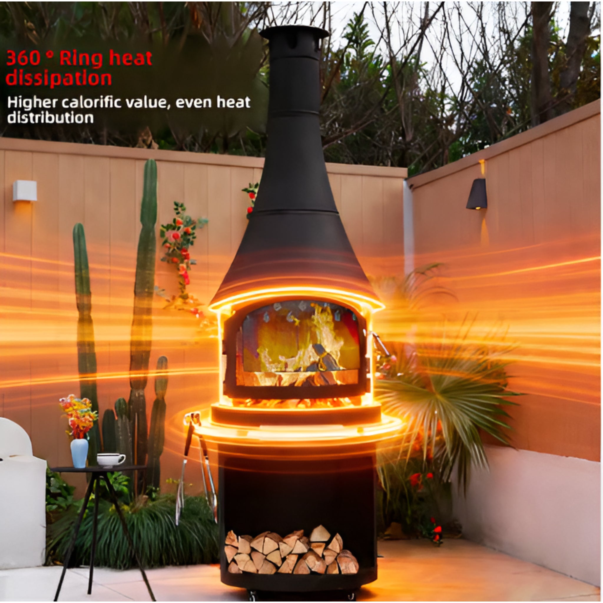 Nocturne Harbor Panoramic Chimenea Fireplace